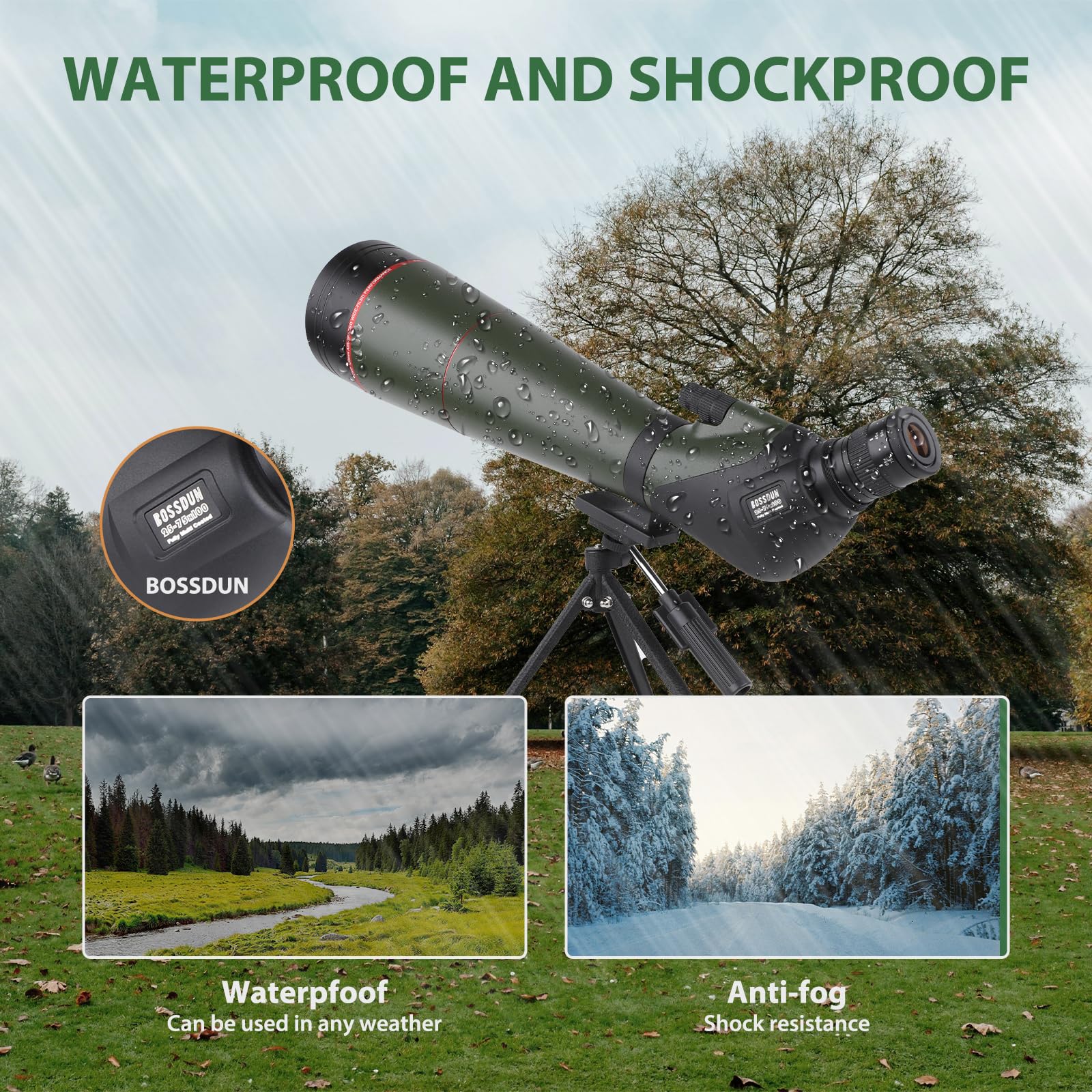 25-75 x 100 HD strzelanka sportowa z adapterem statywu i smartfona, Zoom Bak4 Prism FMC Lens 45-stopniowy teleskop do obserwacji ptaków, dzikiej przyrody, polowania, obserwacji dzikich zwierząt (100 g