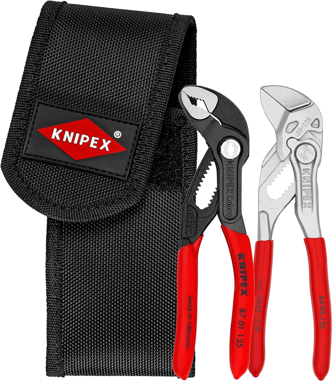 KNIPEX Mini-Zangenset in Werkzeuggürteltasche 1 x 87 01 125, 1 x 86 03 125 160 mm, 00 20 72 V04