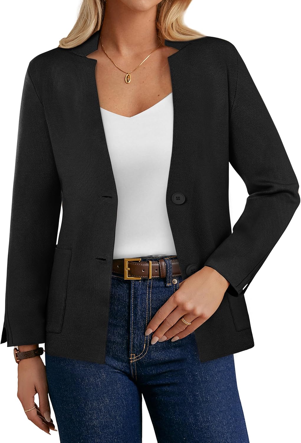 GRACE KARIN Women Sweater Blazer Business Casual Knit Cardigan 2026 Long Sleeve Suit Jackets Work Blazers with Pockets