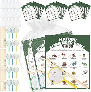 HyDren 45 Pcs 15 Set Nature Scavenger Hunt Game Kits, 15 Hunting Cards, ...