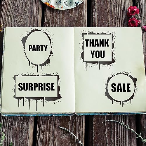 Miniatura 7 de FINGERINSPIRE Plantilla de pintura con marco de salpicaduras de tinta de 4 estilos, 11.8 x 11.8 pulgadas, cuadrado, rectangular, circular, ovalado,