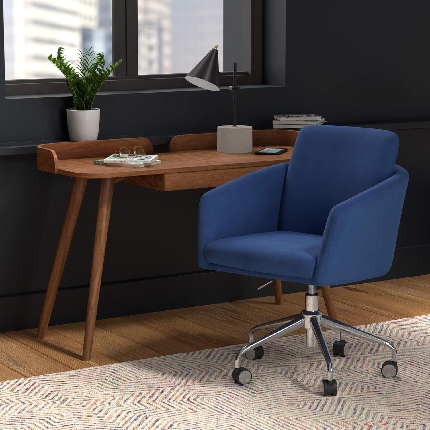 Up To 40% OFF Amazon Brand – Rivet Bertha Mid-Century Velvet-Upholstered Swivel Office Chair, 25.25W, Sapphire Blue with Chrome Finish Exclusive Discount 70% Price Amazon Brand – Rivet Bertha Mid-Century Velvet-Upholstered Swivel Office Chair, 25.25W, Sapphire Blue with Chrome Finish