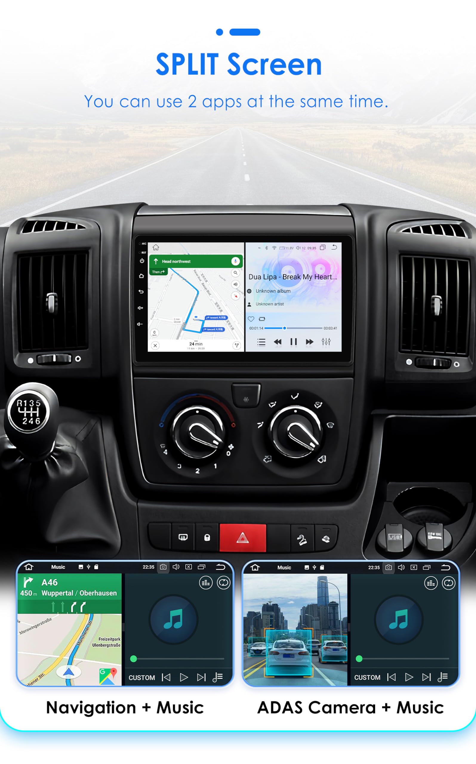 Android 13 Car Radio 9 Pulgadas Pantalla táctil 8 núcleo para Citroën Jumper II/Peugeot Boxer II/Fiat ducato 2006-2022 WiFi Wired Android Car, Wireless carplay Bluetooth WiFi 4G GPS RDS Am/FM