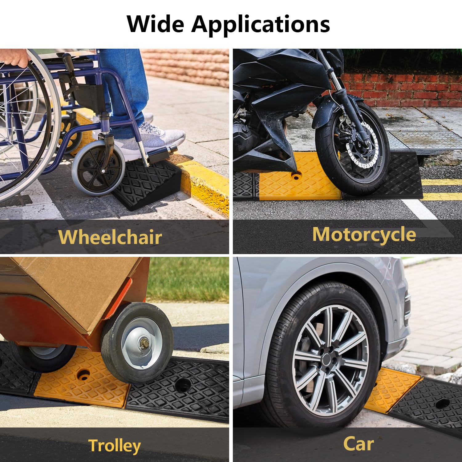Nisorpa Rampe per marciapiedi in gomma per auto, 5 cm di altezza, rampa per soglia resistente, per scooter mobili, sedia a rotelle, porte, gradini, marciapiedi, 100 x 15 x 5 cm