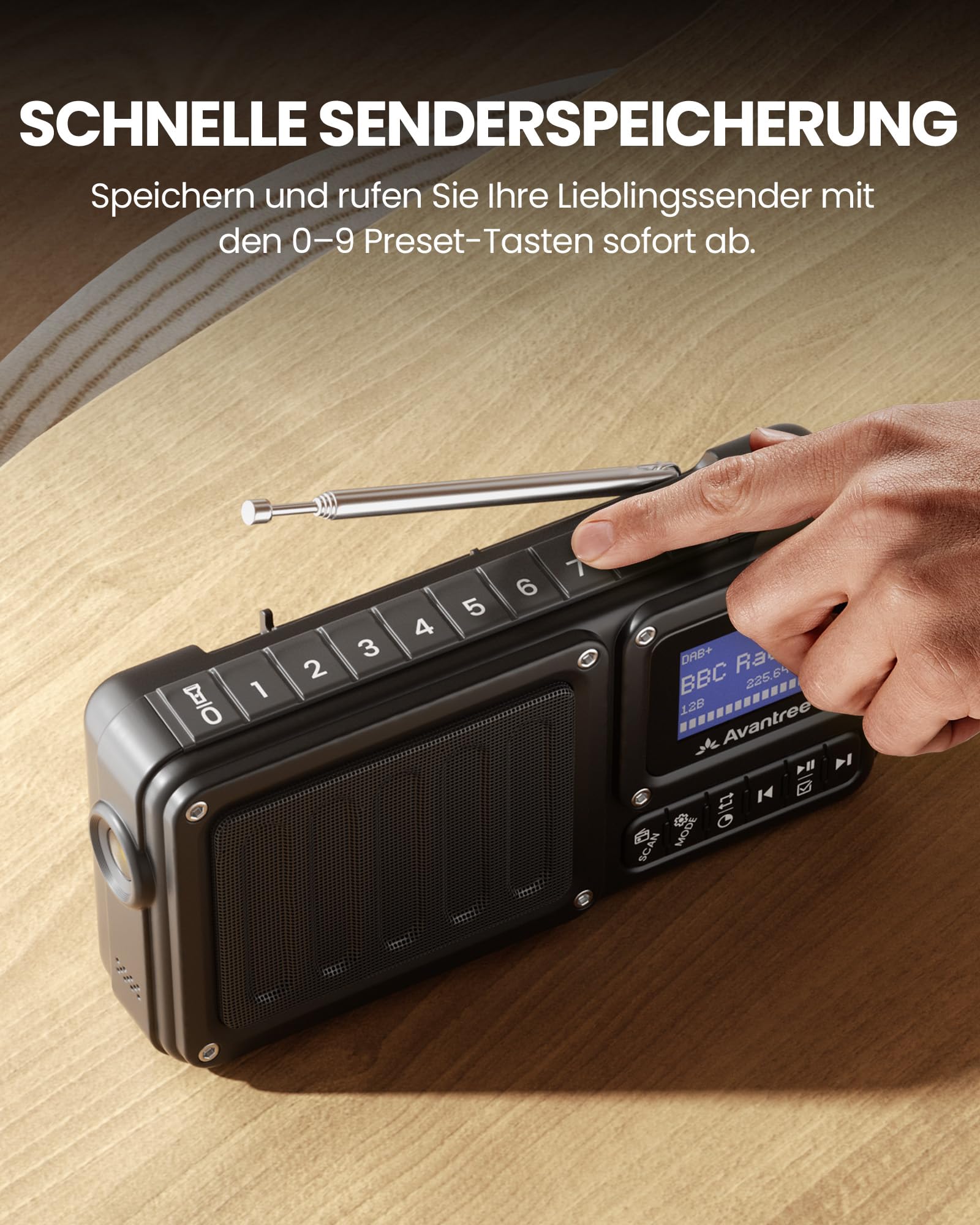 Avantree SP851 - Tragbares DAB+/FM-Radio mit Bluetooth-Lautsprecher