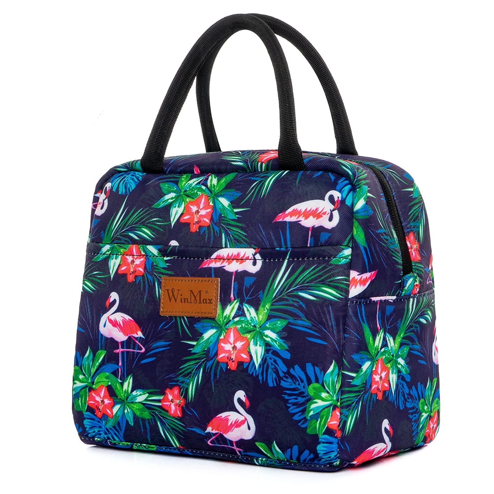 winmax Lunch Bag Cooler Bag Cute Reusable Lunch Box for Women Insulated Lunch Organizer Container Tote Bag for Work/Beach/Picnic/School, Lightweight Large 9.9L-Flamingo