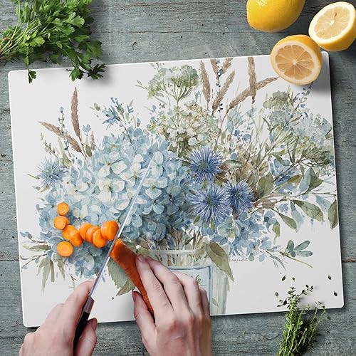 Miniatura 9 de CounterArt Blue & White Pottery - Tabla de cortar de vidrio templado tolerante al calor de 15 x 12 pulgadas, fabricada en los Estados Unidos, apta