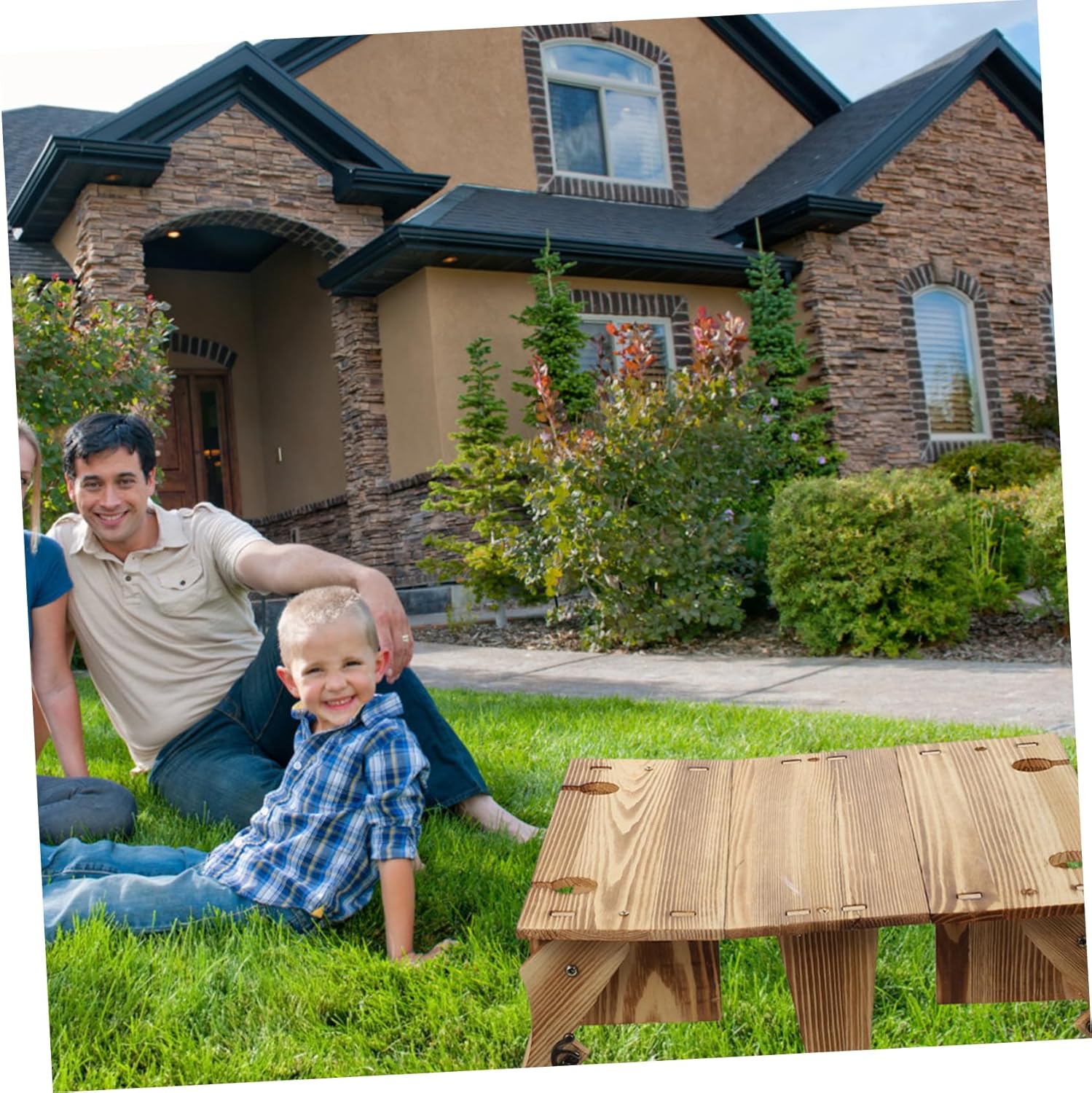 VANZACK Folding Desk Wooden Basket Folding Table for Outdoor Portable Picnic Table