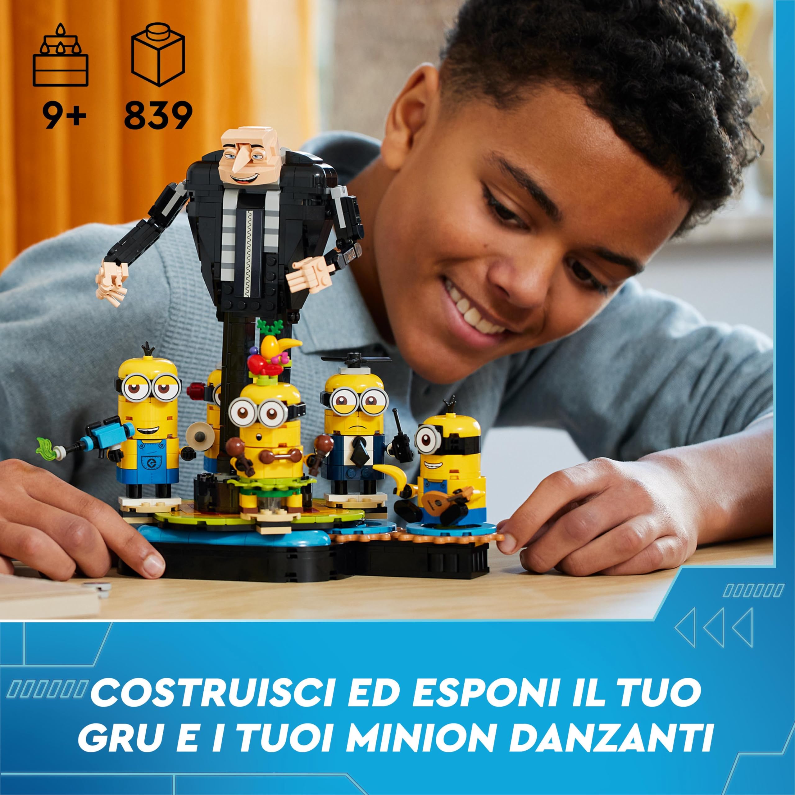 LEGO Cattivissimo Me Gru e Minions in Mattoncini, Set dal Film della Illumination, Personaggi da Costruire che Danzano, Giochi Creativi per Bambini e Bambine da 9 Anni, Regalo da Esposizione 75582