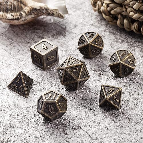 Miniatura 35 de DNDND - Juego de dados de metal para D&D, 7 dados DND verdes con caja de metal para juegos de rol como Dungeons and Dragons y juegos de mesa verde