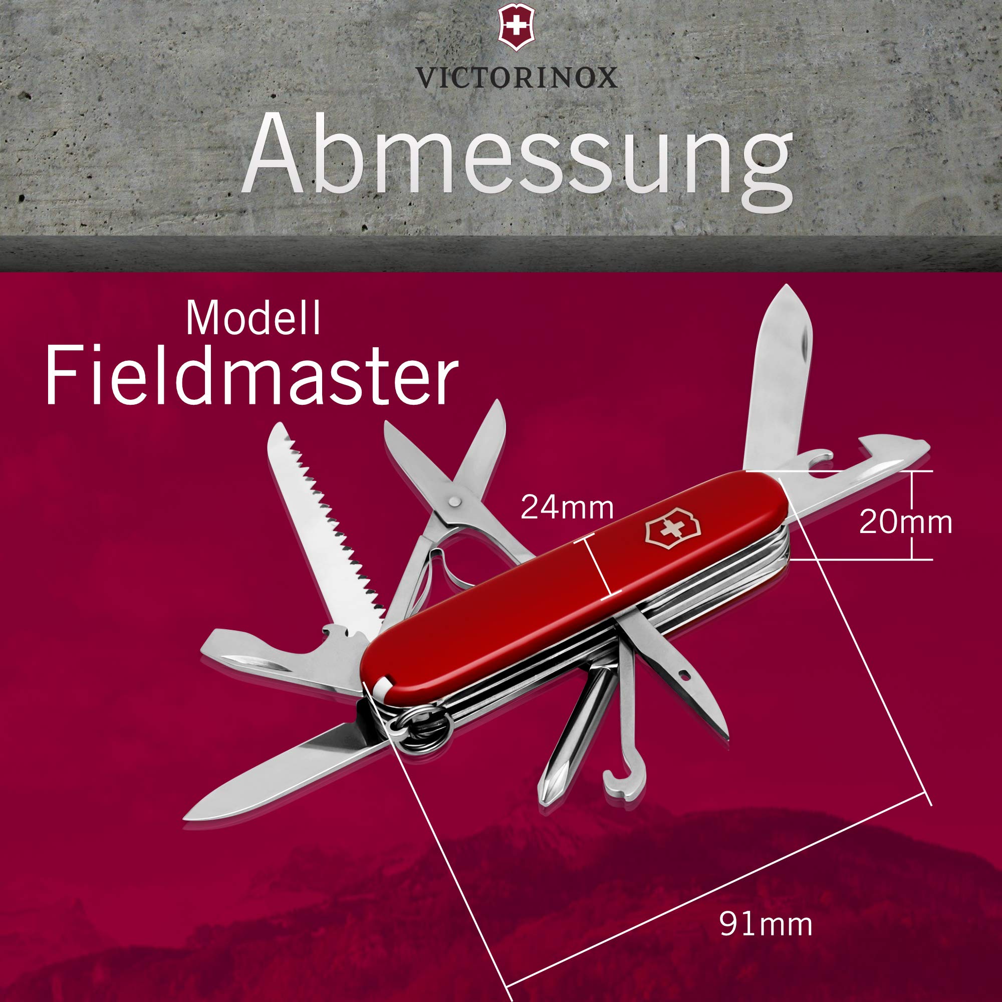 Victorinox Fieldmaster Taschenmesser mit Gravur I Geschenk für Männer zum Geburtstag I Messer , Schweizer Taschenmesser personalisiert I 15 Funktionen
