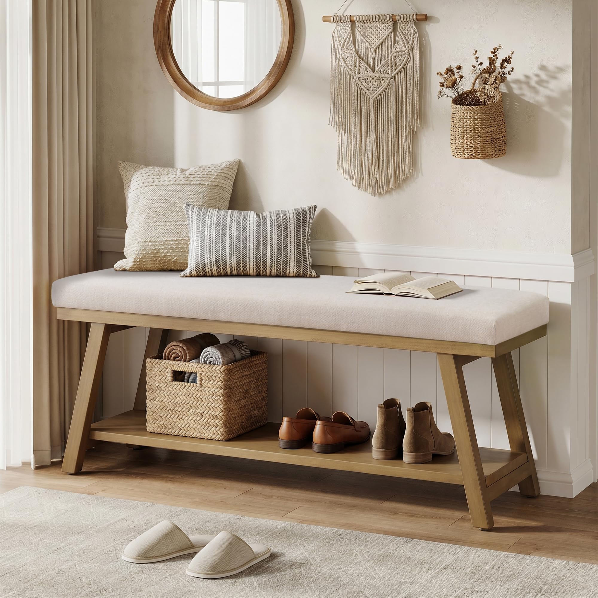 Upholstered Entryway Storage Bench - 45"