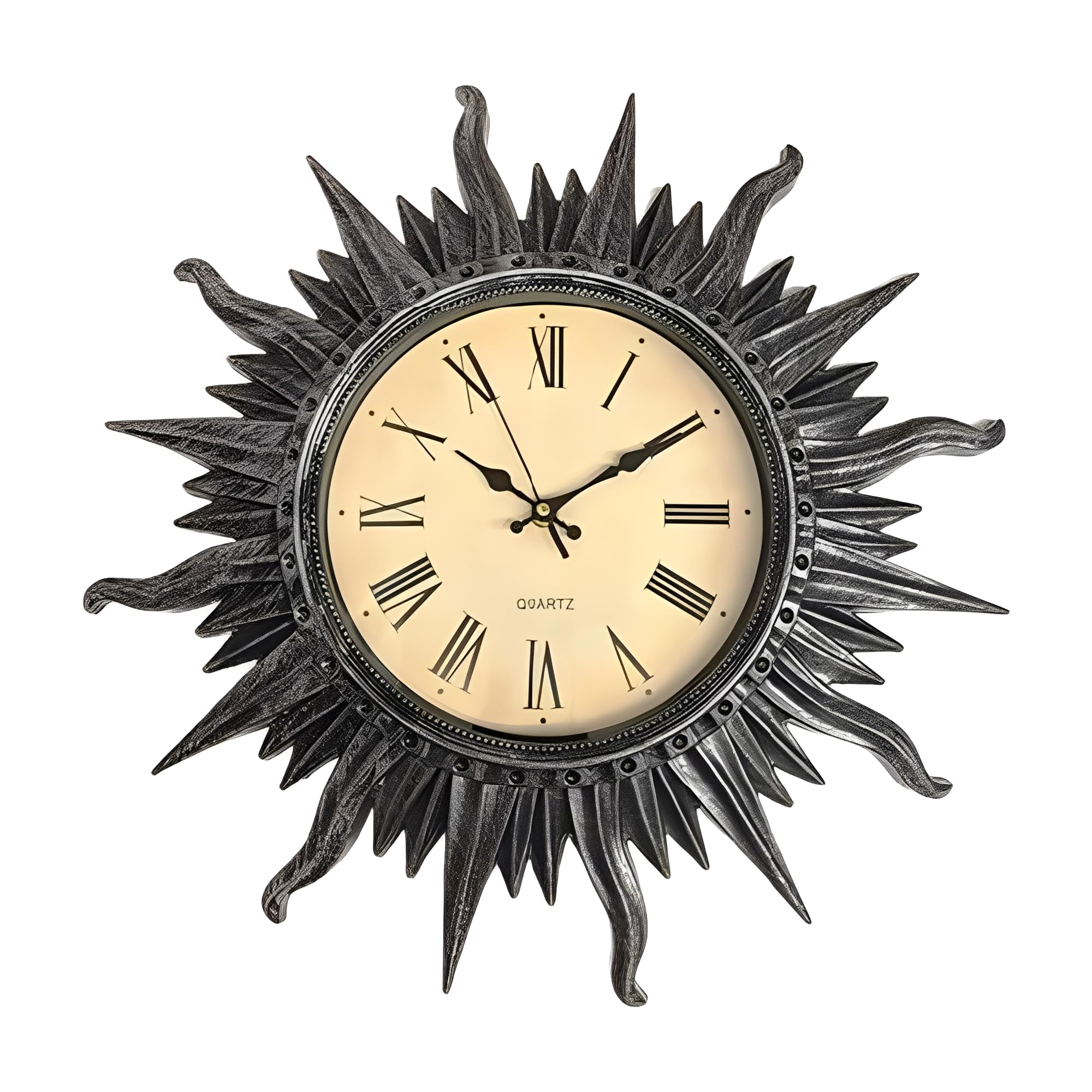 Horloge murale haut de gamme chiffres romains ICE Armor en métal gris