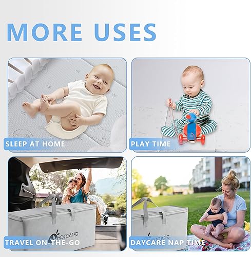 Miniatura 6 de Colchón de 38 x 26 pulgadas, portátil para bebé Pack N Play con funda lavable y bolsa de viaje
