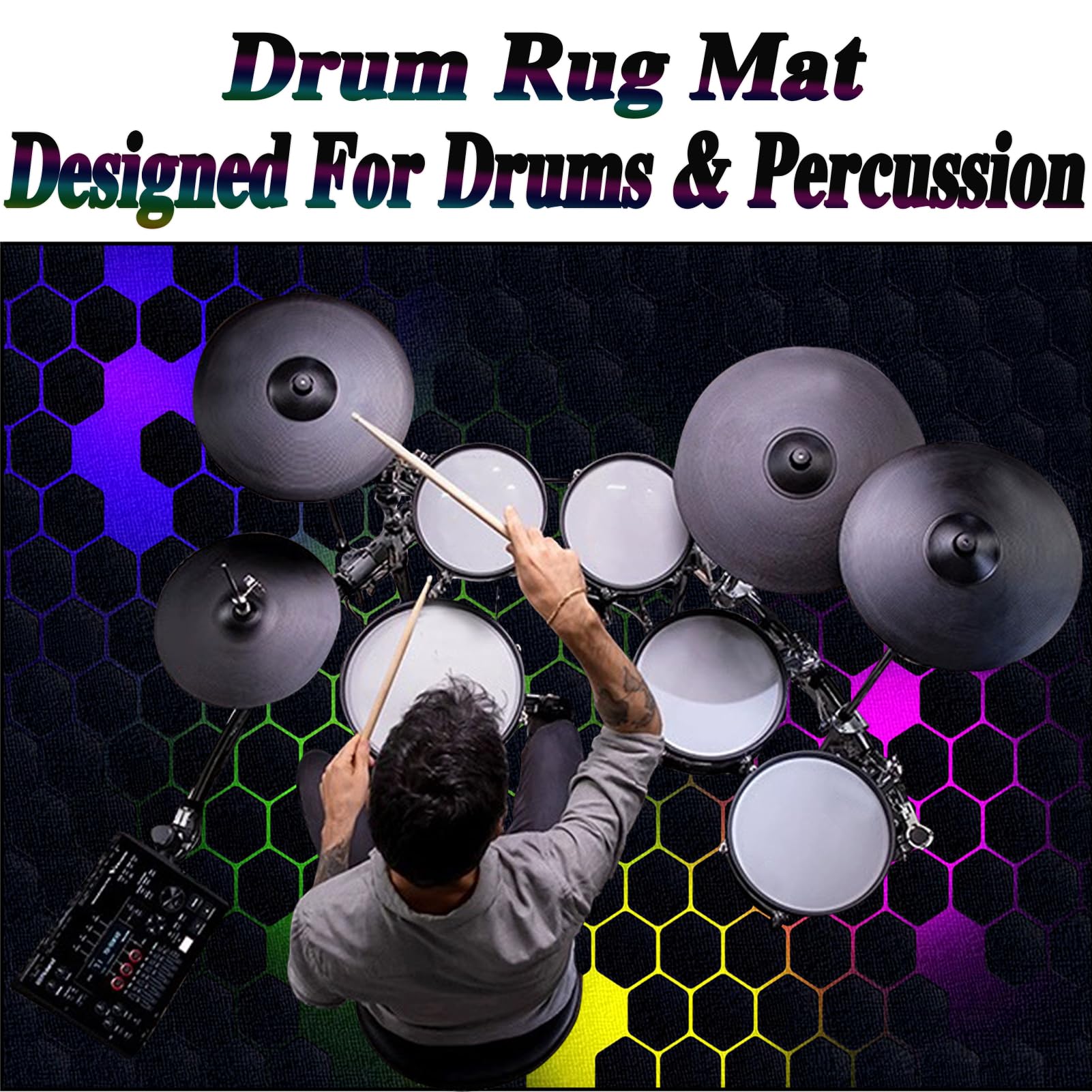 210 x 180 cm Professionale Tappeto Batteria Tappetino per Tamburo Insonorizzato Tappeto Drum per Batterie elettroniche Rullante Acustica Snare Drum Grancassa Strumenti Musicali Coperta Antiscivolo