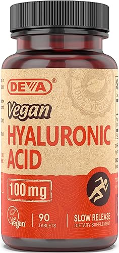 Deva Nutrition Ácido hialurónico vegano 100 mg - Sin OMG y no hemolítico - 90 tabletas, 1 paquete