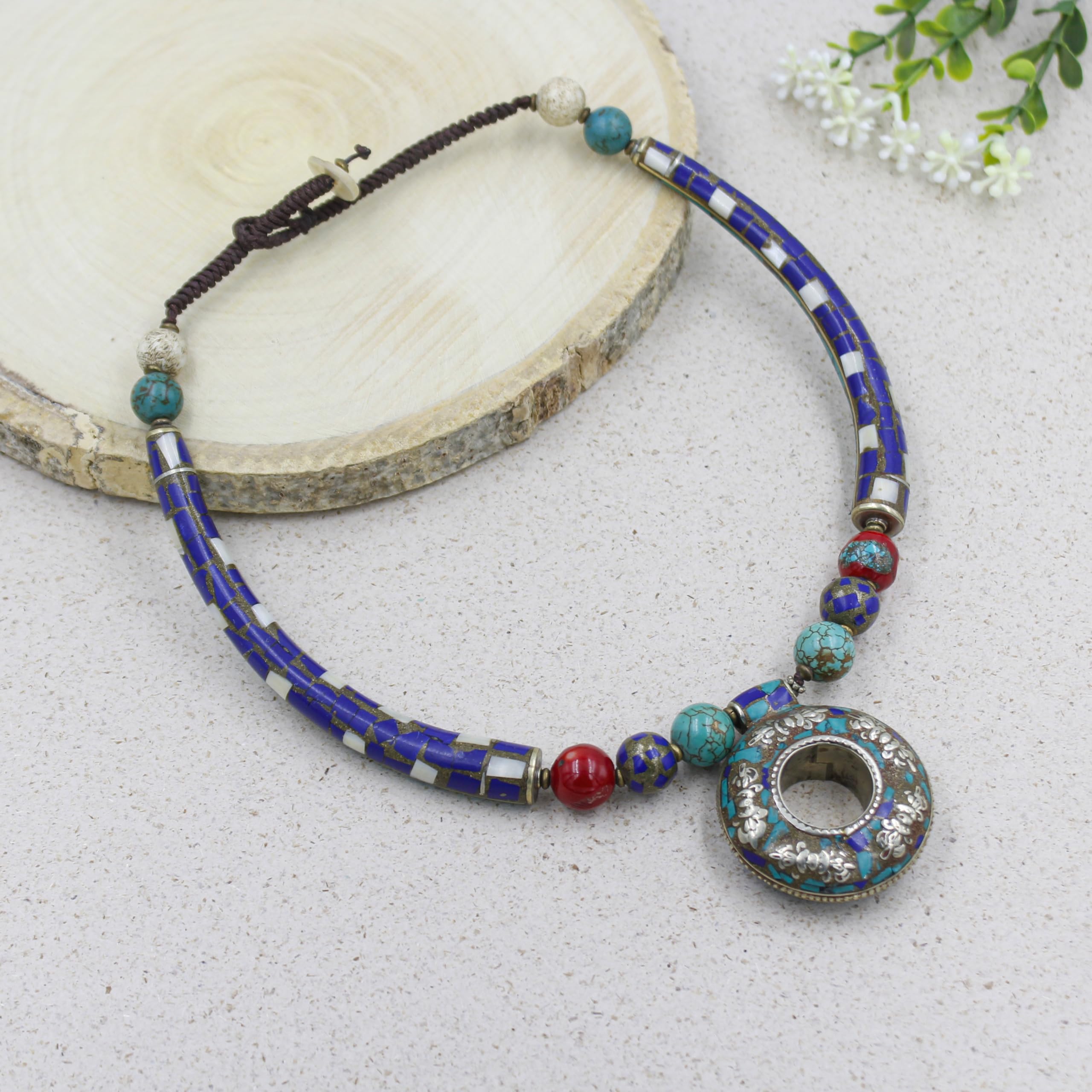 Pendente Kragen Boho Statement Rotondo Collana Etnica