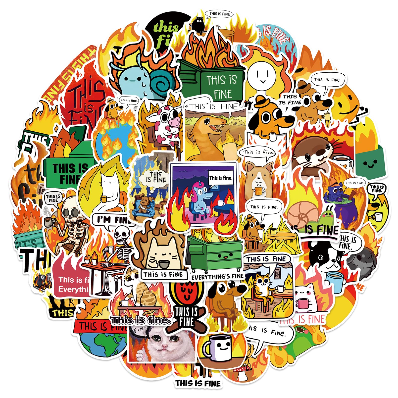 LYunMu This is Fine Dog Aufkleber Dog Sticker Set 50 Stücke Niedlich Deko für Auto Laptop Skateboard Fahrrad Moped Motorrad Fahrrad Computer,Geeignet für Erwachsene Kinde