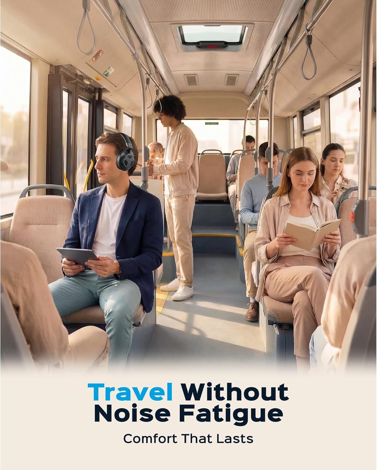 TREBLAB Z7-Pro Hybrid Active ANC Over-Ear Bluetooth Headphones for Work, Travel and Focus, All-Day Comfort, 38H Playtime, Foldable Wireless Headphones Noise Cancelling with Carrying Case - Image 9