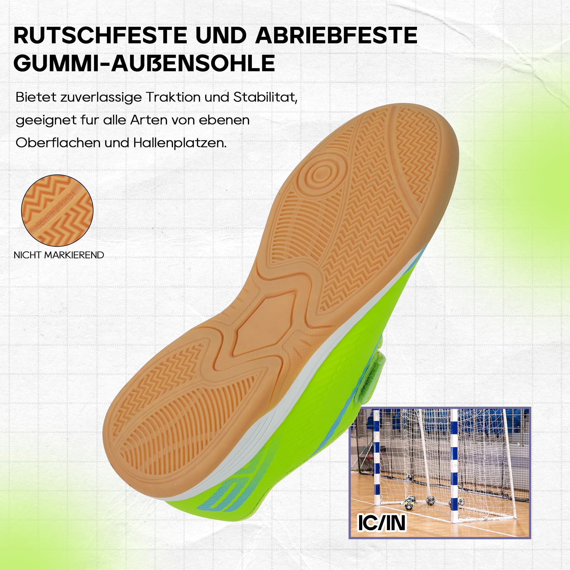 JABASIC Dziecięce buty do piłki nożnej halowej dla chłopców i dziewczynek – futsal, buty do piłki nożnej do użytku wewnątrz
