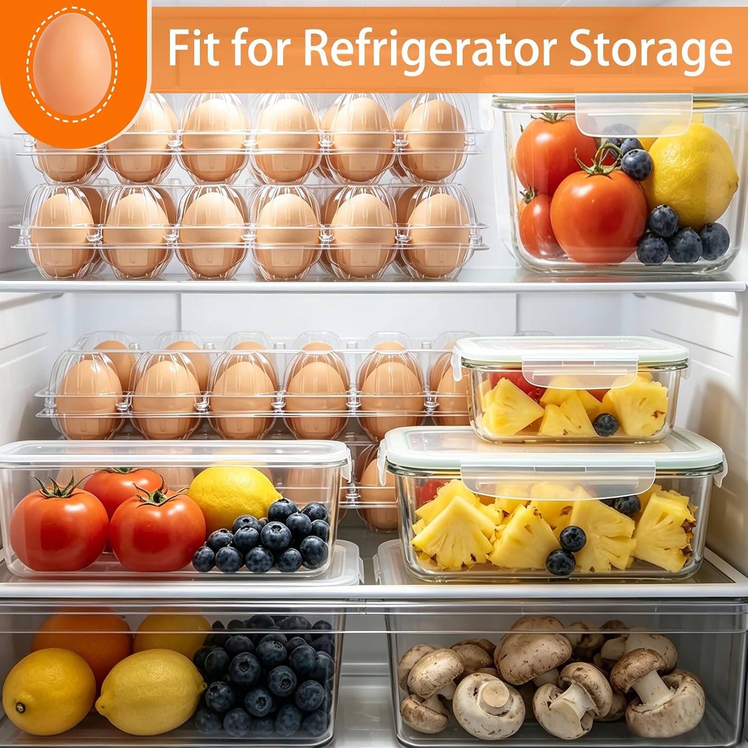 60 Pack 2x6 Grids Plastic Egg Cartons Bulk 12 Count Clear