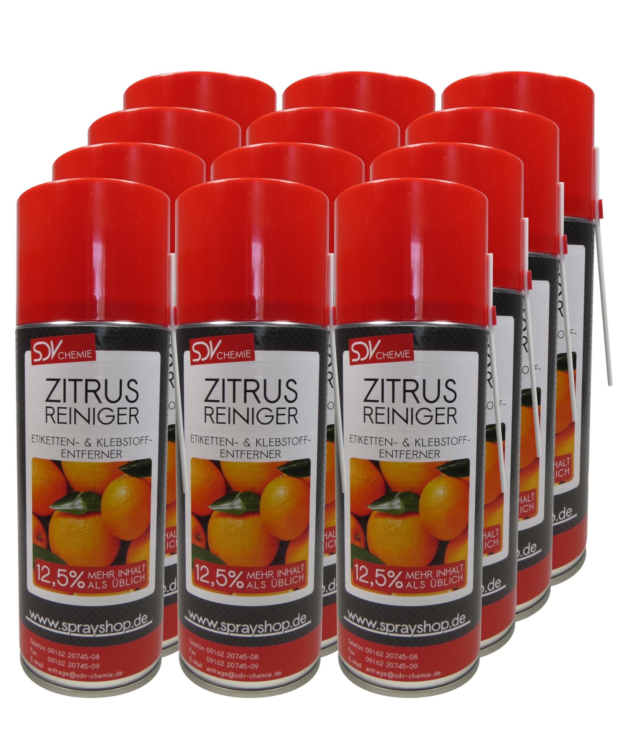 SDV Chemie Zitrusreiniger 12x 450ml Universalreiniger | Klebstoffreste, Teer, Nikotin Entferner