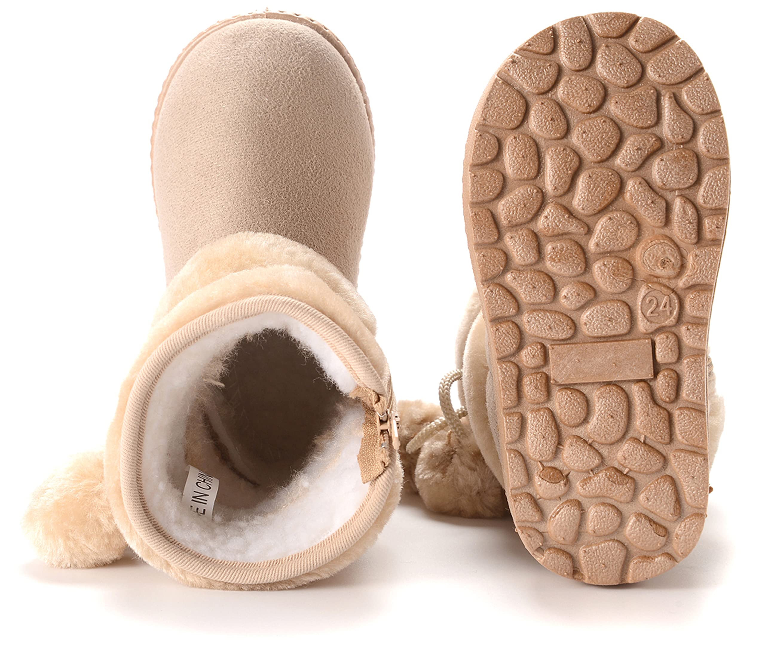 Filles Bottes de Neige Antidérapant Sole Souple Bottes d'hiver Bébé Fourrure Doublé Antidérapant Chaud Bottines / 152 Beige 20 EU = Étiquette 21