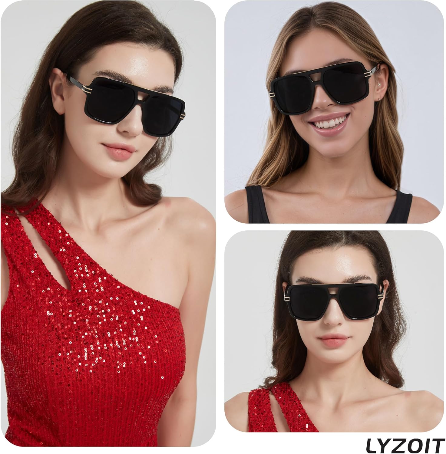 LYZOIT Retro Oversized Square Aviator Sunglasses Womens Polarized Trendy Big Large Rectangle Sun Glasses - Image 5