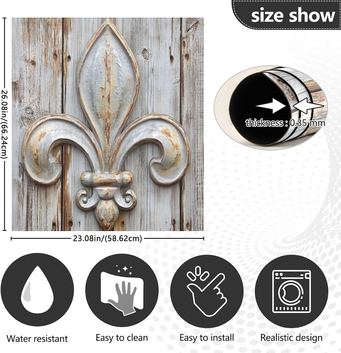 Tin Fleur De Lis Dishwasher Magnet Cover Magnetic Sticker Dish Washer Door Panel Cover Fridge Appliance Magnet Decal Sheet Kitchen Decor 23x26 inch image 3