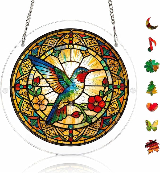 Relax with the Hummingbird Acrylic Jigsaw Puzzle Suncatcher
