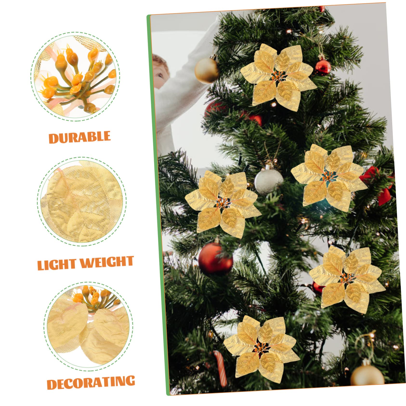 Abaodam 84stücke Glitzernde Kunst-weihnachtssterne Teiliges Künstliche Poinsettia Blumen Für Weihnachtsbaum Kränze Tischdekoration Für Festlichkeiten Sicher Und Langlebig
