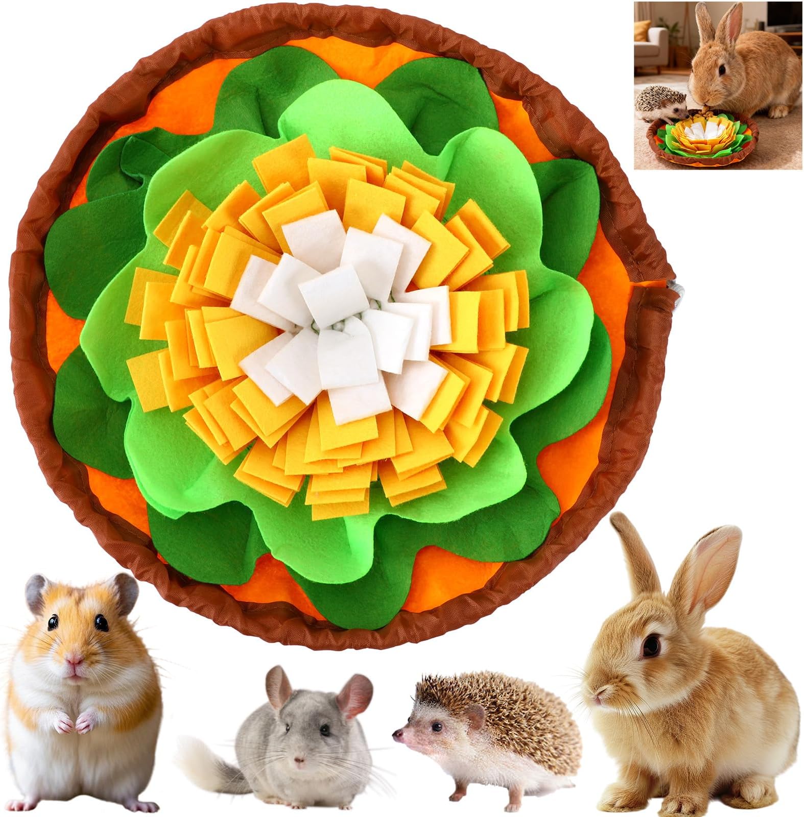 PETKNOWS ウサギ採餌マット、インタラクティブバニーパズルトイソフトペット給餌マット ハリネズミモルモットハムスターチンチラ子猫子犬と小動物用
