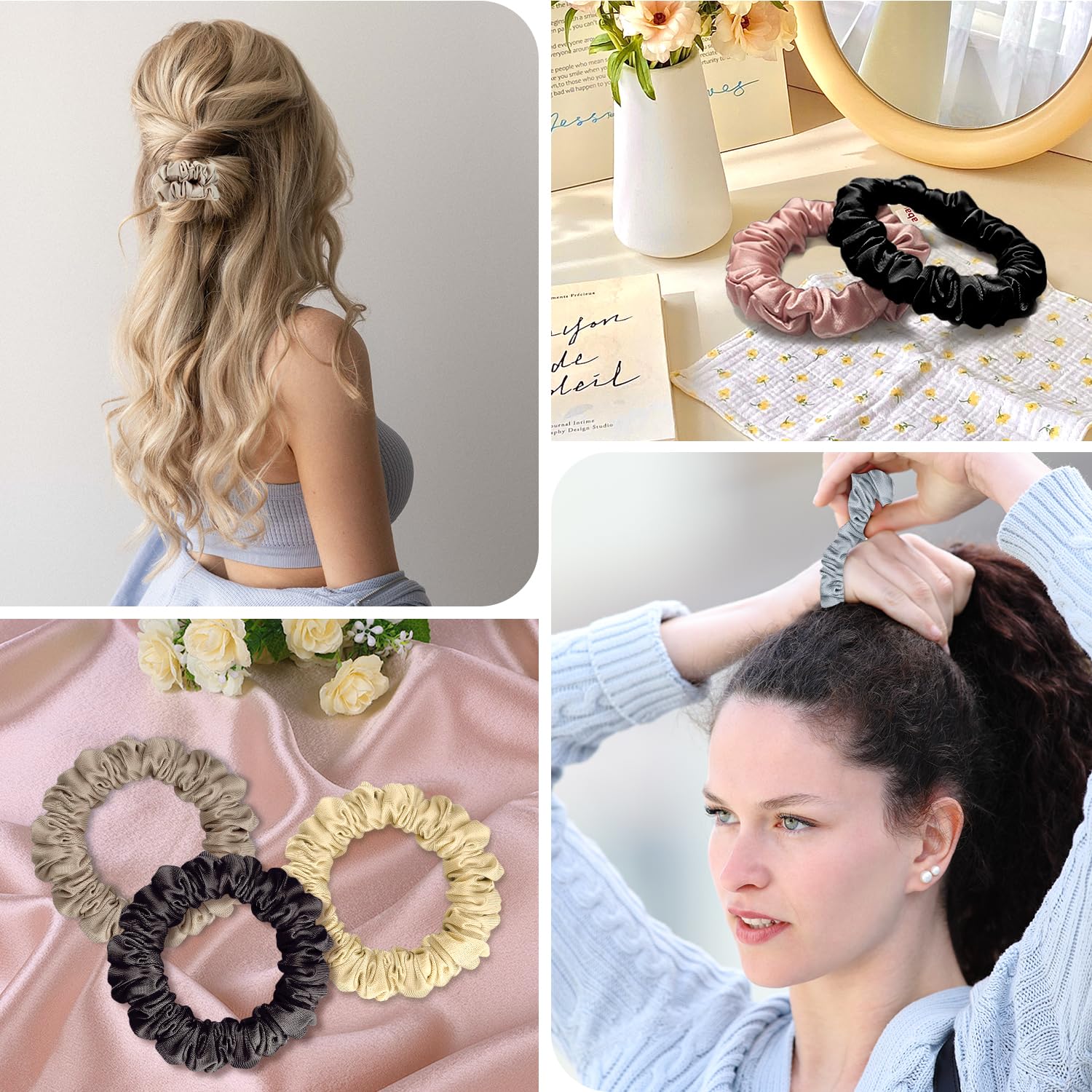 4Pcs Silk Scrunchies - Image 3