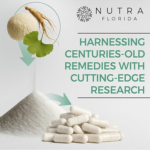 Miniatura 4 de Suplementos de ginkgo biloba de 120 mg con ginseng rojo coreano 300 mg y hongo melena de león 1000 mg cápsulas vegetarianas sin OMG y sin gluten,