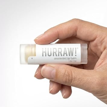 Hurraw! Unscented Lip Balm: Organic, Certified Vegan, Cruelty and Gluten Free. Non-GMO, 100% Natural Ingredients. Bee, Shea, Soy and Palm Free. Made in USA