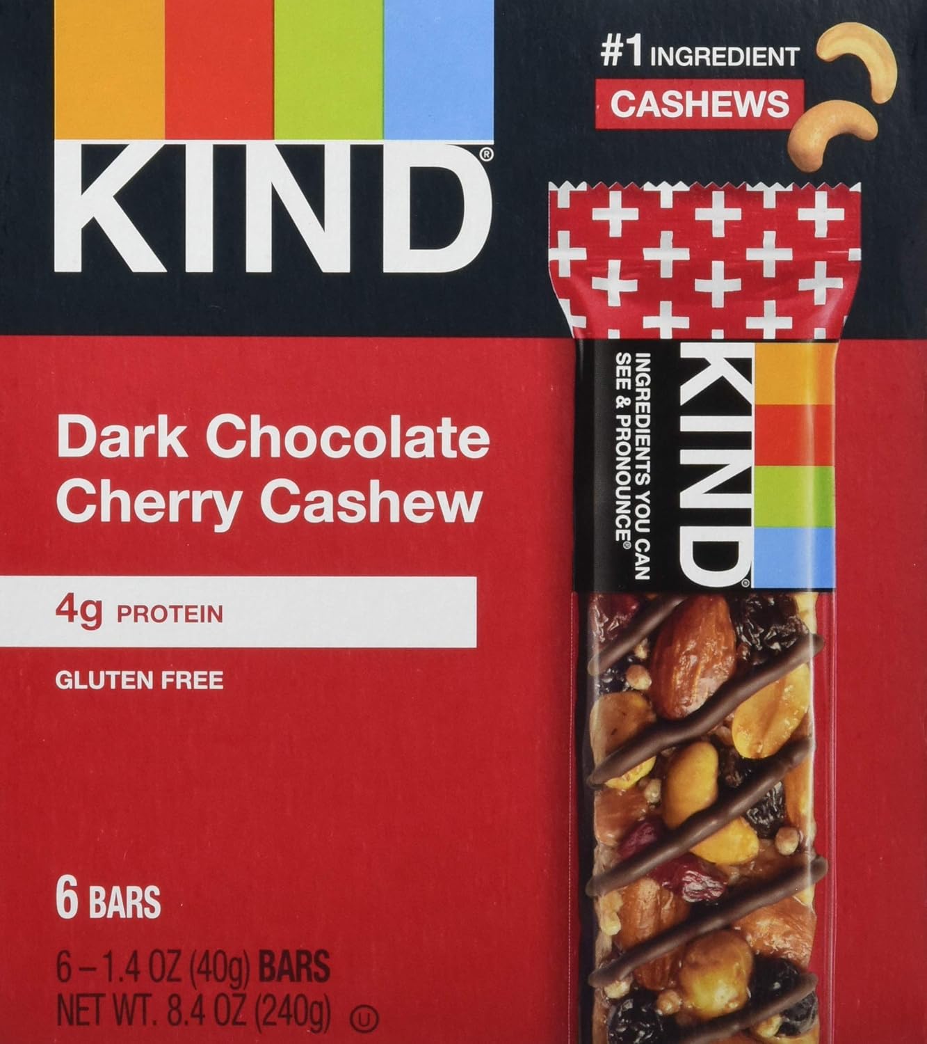 KIND bar, Dark Chocolate Cherry Cashew, 8.4 Oz (Pack Of 6