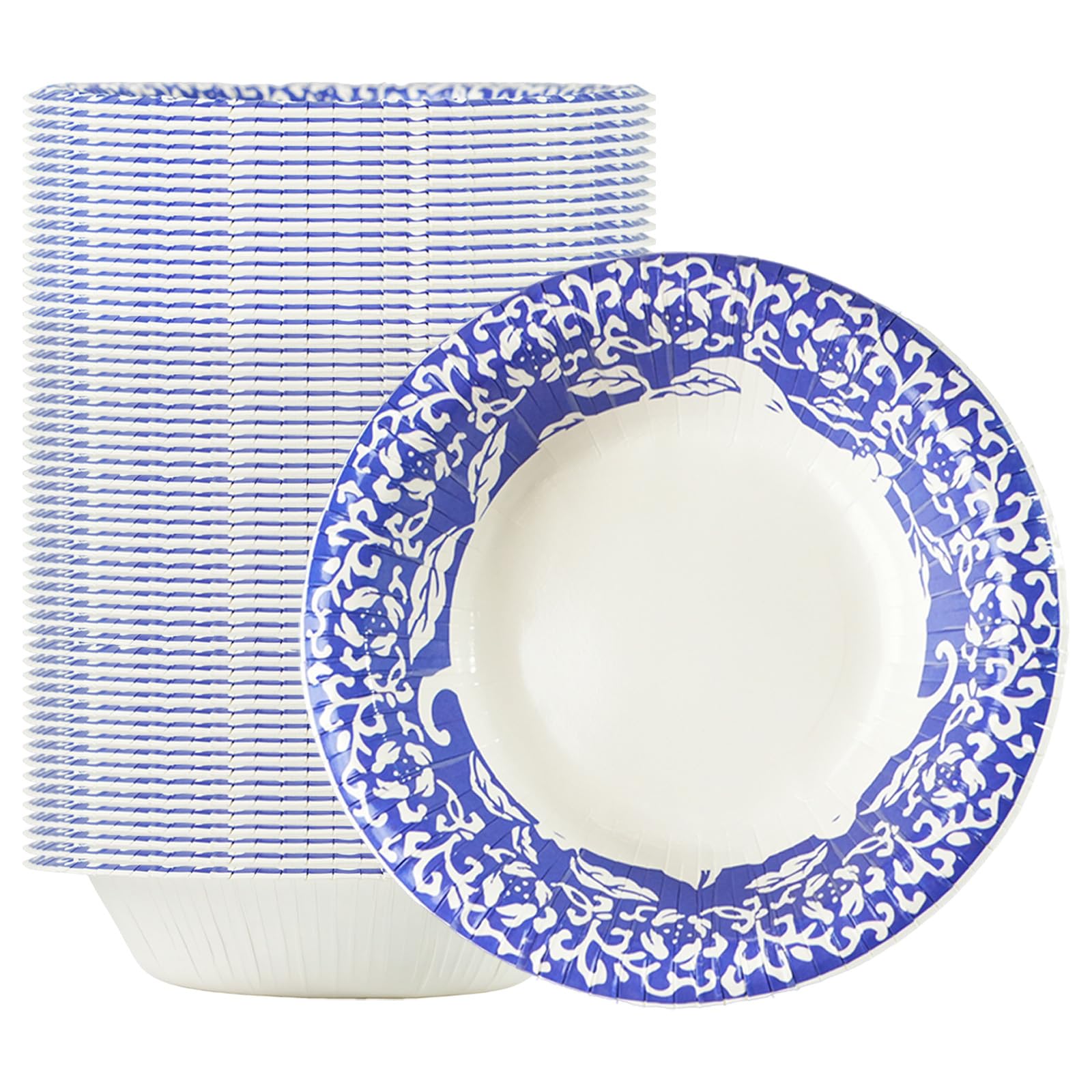 Cherypick 120 Pack Paper Bowls 590ml Floral Print Disposable Recyclable Paper Bowls Soak Proof Cut Proof Microwave Safe for Soup Salad Dessert and Cereal Home Office Picnic and Party