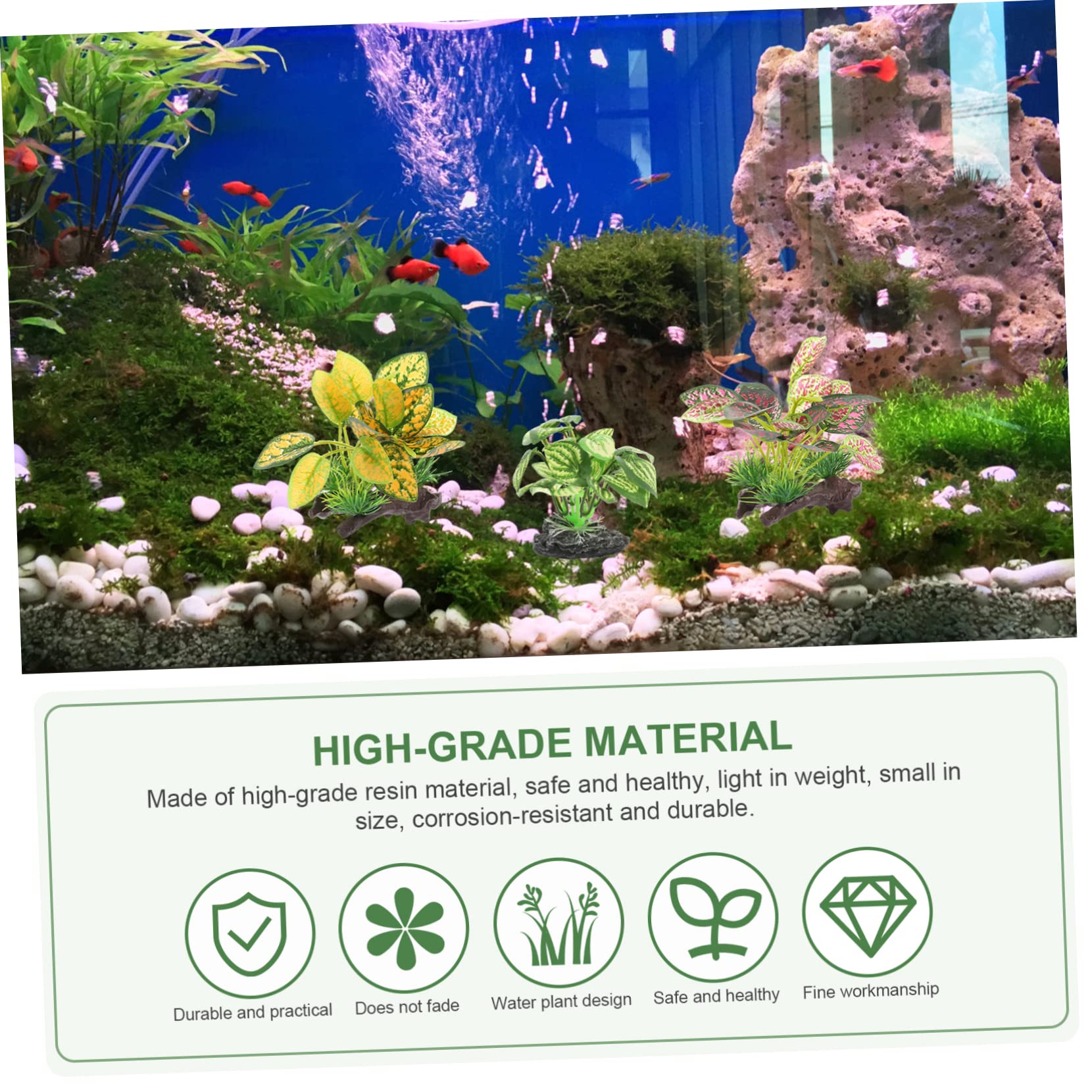 Zerodeko 3 Set Piante Paesaggistiche Per Acquari Pianta Finta Falso Cisterna Acquario Decorazioni Per Acquari Contenitori Piante Acquatiche Finte Impianto Di Simulazione Resina 3 Pezzi * 3