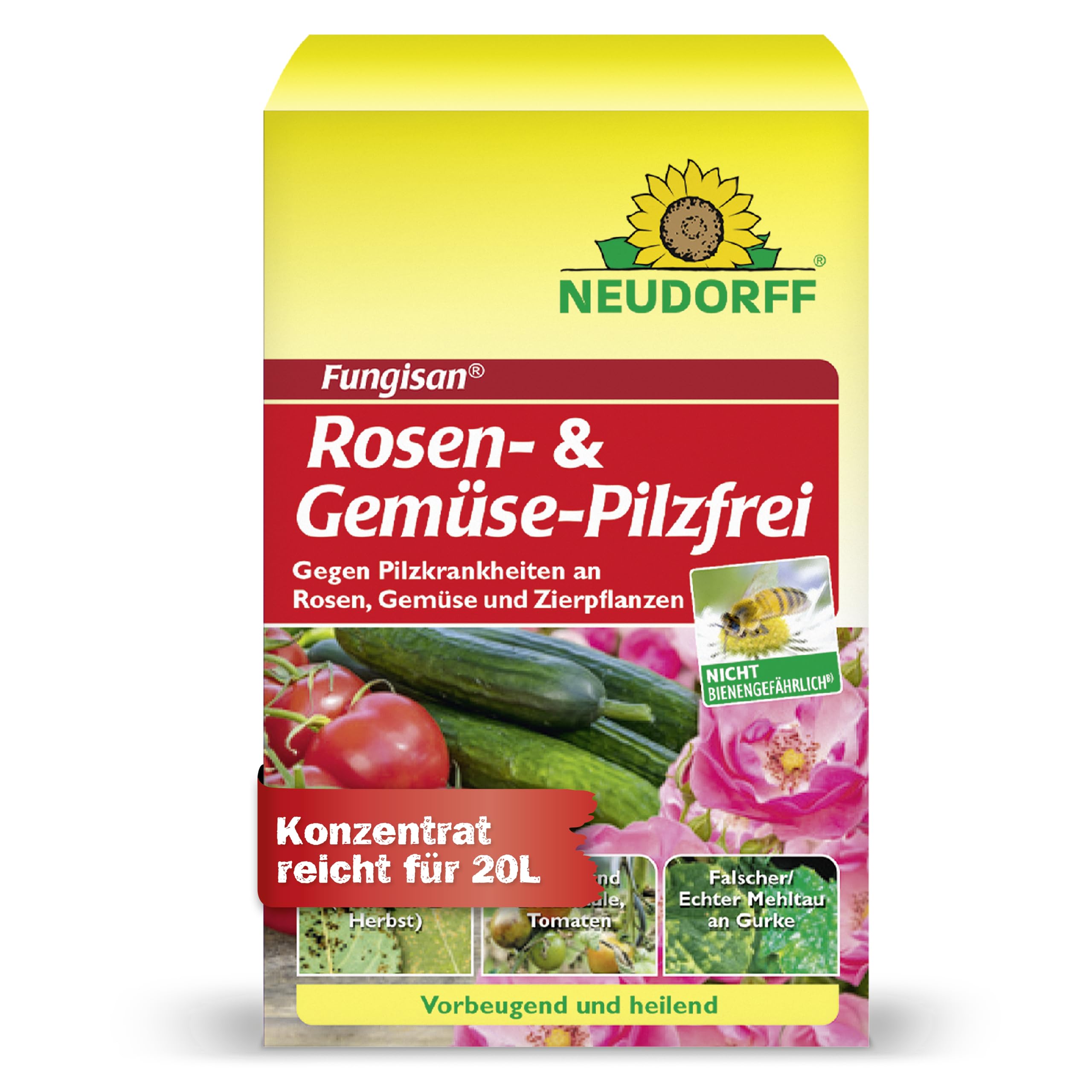 Neudorff Fungisan Rosen- und Gemüse-Pilzfrei – Konzentrat bekämpft Pilzkrankheiten wie Rosenrost oder Mehltau an Rosen, Gemüse und Zierpflanzen, 16 ml