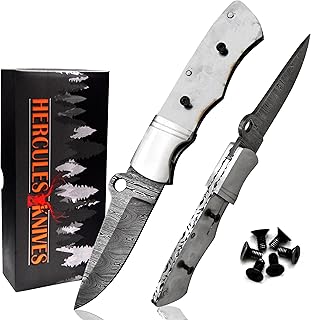 Custom Hand Forged Damascus Steel Blank Blade Camping Folding Knife Pocket Knife DIY Knife Making Supplies - Hercules Knives