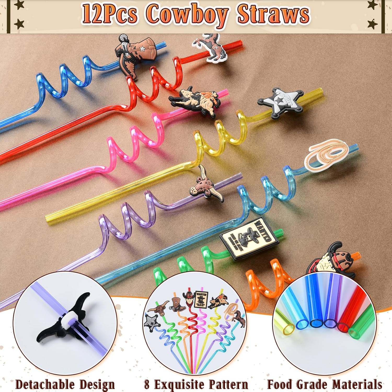 SNLN Western Cowboy Party Favors Rodeo Birthday Supplies for Kids Miniature Horse Toys Straw Silicone Bracelet Keychain Sticker Filler Goodie Bag Stuffers, Cowboy Western Party Favors Supplies