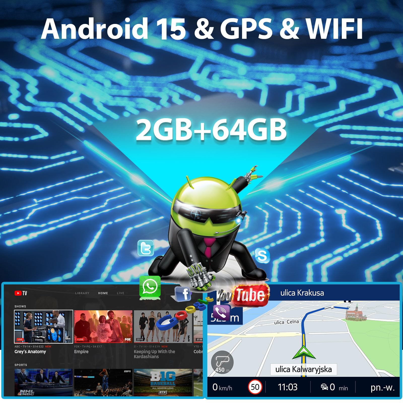 Hodozzy 2G+64G Android Autoradio 2 Din Carplay sans Fil Android Auto, Radio Voiture Android 7 Pouces écran Tactile avec Lien Miroir GPS Bluetooth, HiFi, FM/RDS Radio, WiFi, USB,AHD Caméra Recul