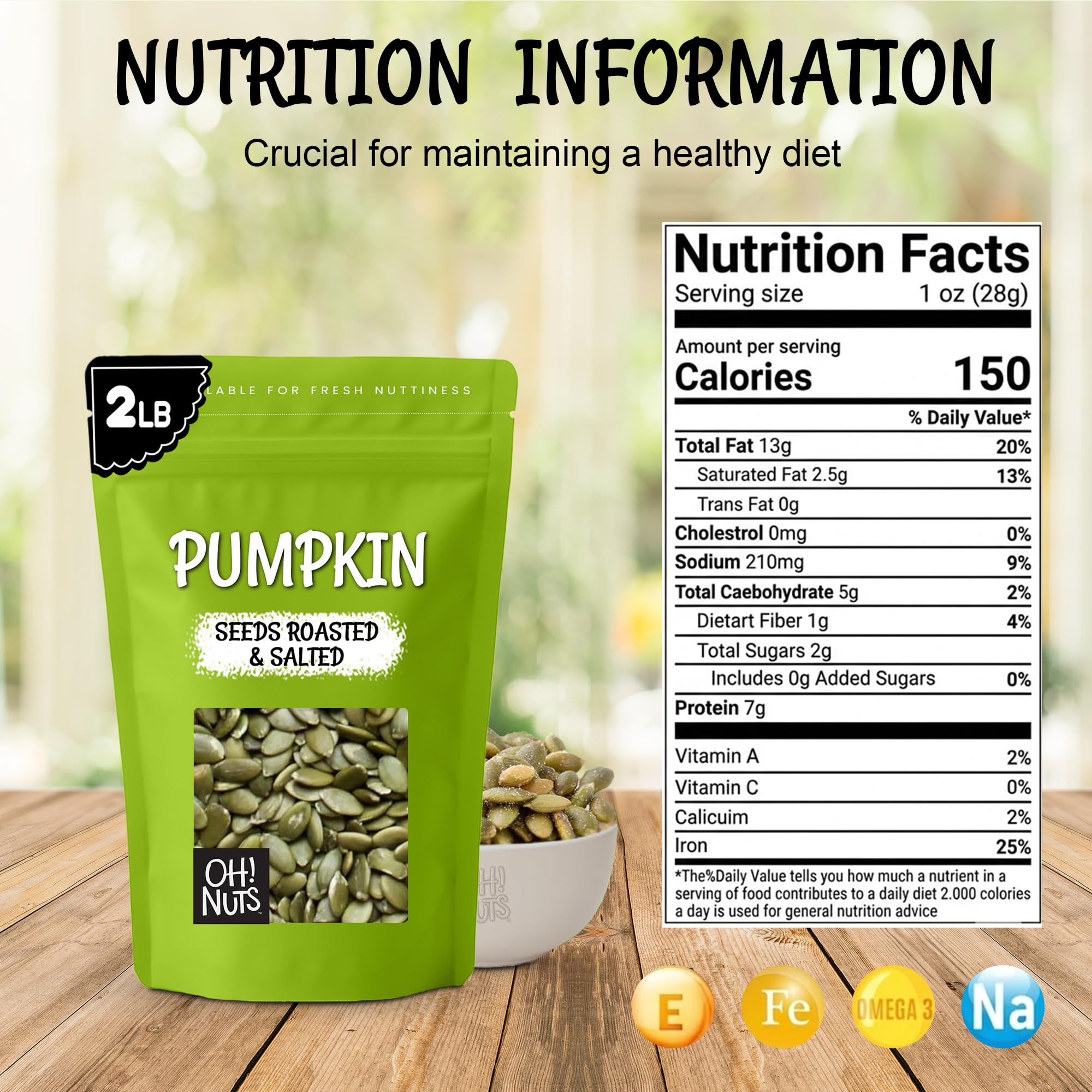 Amazon.com : Oh! Nuts Pumpkin Seeds - Roasted Salted - 2 lb - No