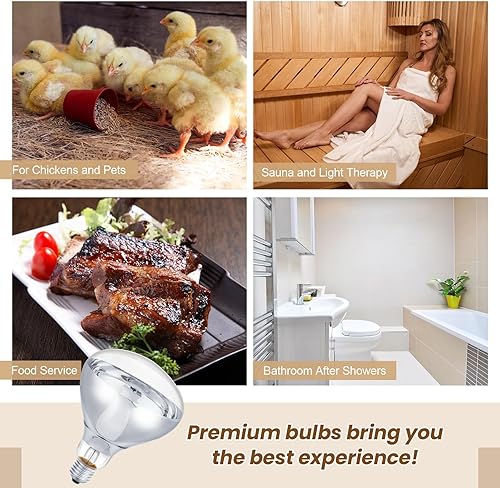 Miniatura 6 de 6 bombillas infrarrojas transparentes de 110 V, base mediana E26, lámpara de calor, bombillas de luz de calor para baño, pollos, criadores, mascotas