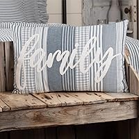 Vista 2 de VHC Brands Sawyer Mill - Almohada decorativa familiar azul para sofá, sofá o cama, 14 x 22 pulgadas
