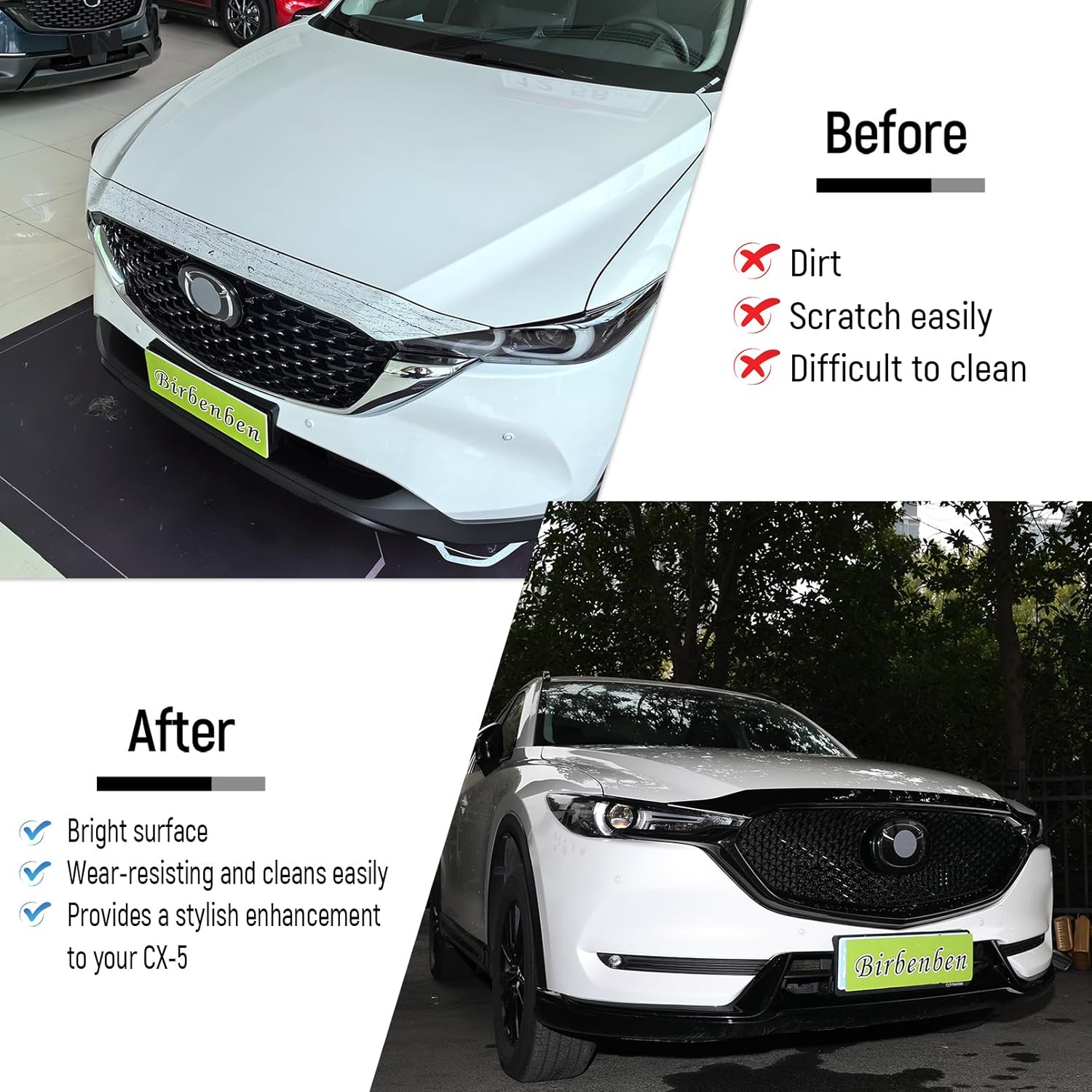 Fit for Mazda CX-5 2017-2025 Accessories, Glossy Black Hood Bug Deflector Hood Bonnet Cover Trims Front Bumper Stone Guard Protection for CX 5 CX5 2018 2019 2020 2021 2022 2023 2024