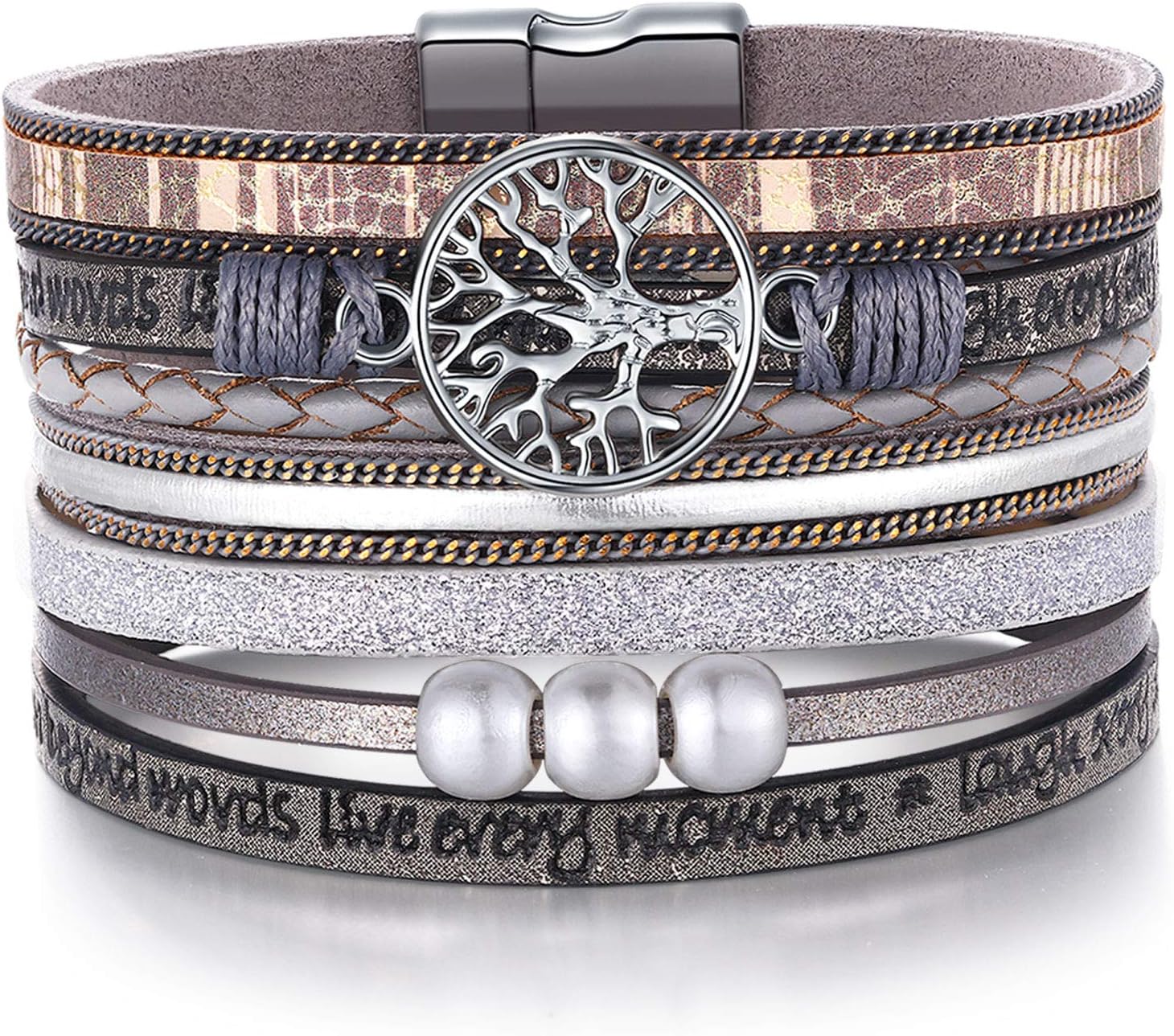 Desimtion Inspirational Tree of Life Boho Leather Wrap Bracelets for Women, Mothers Day Gifts for Mom Daughter, Bohemian Jewelry for Women Teen Girls