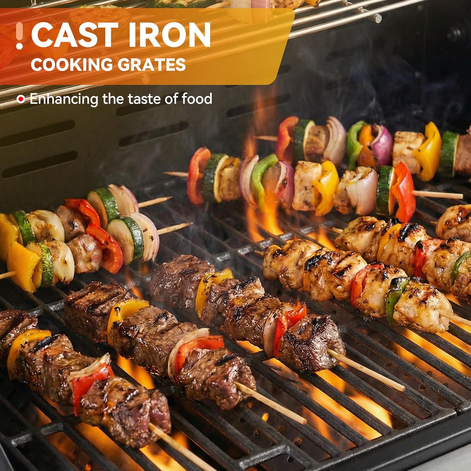 Griddle Grill Combo with Porcelain-Enameled Cast Iron Grate, 5-Burners Outdoor Propane Grill of 54,000 BTU, 626 SQ.IN Cooking Area, Dual Barbecue Grill for Patio, Garden, Kitchen