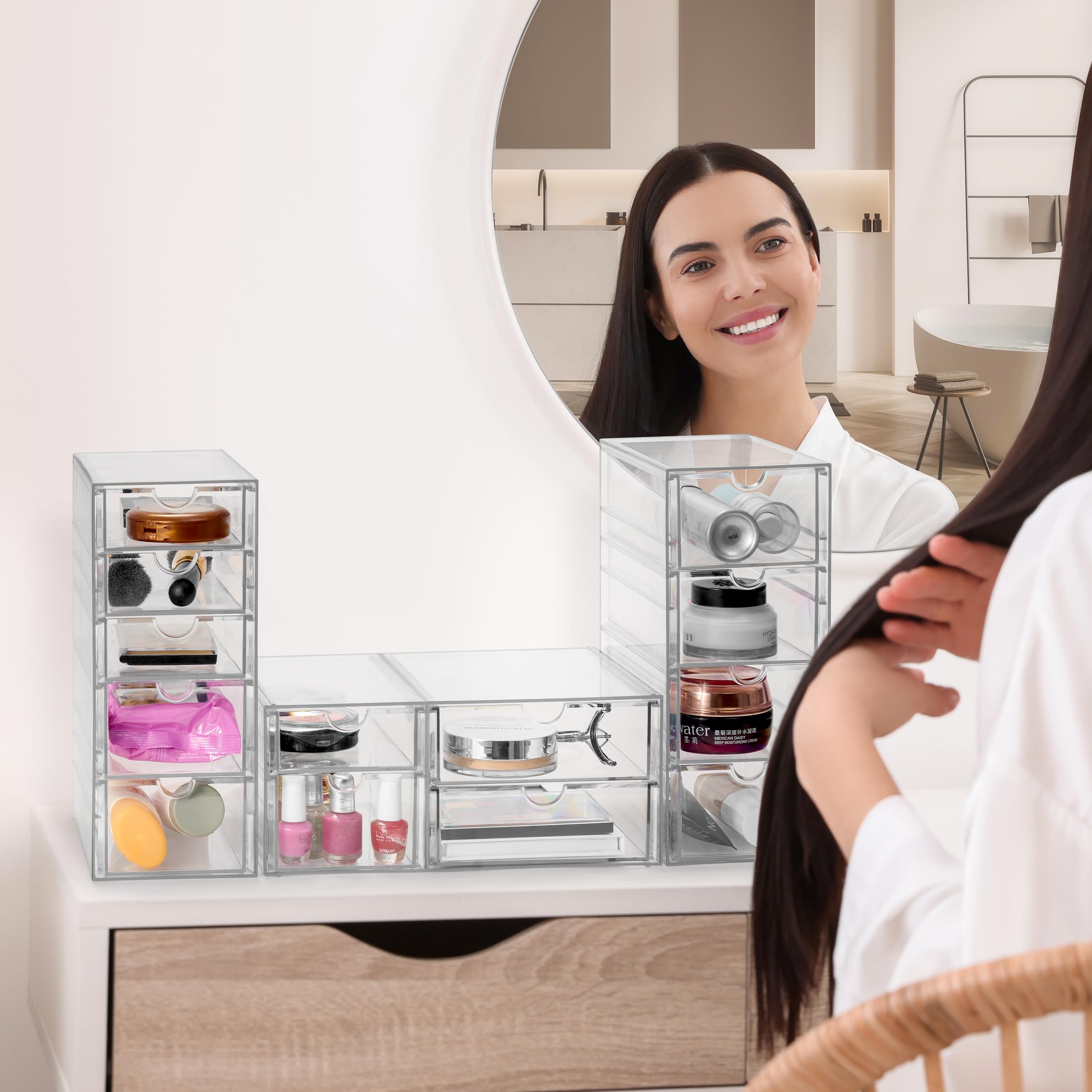 Sorbus Clear Acrylic Drawer Organizer, Stackable Storage Bins
