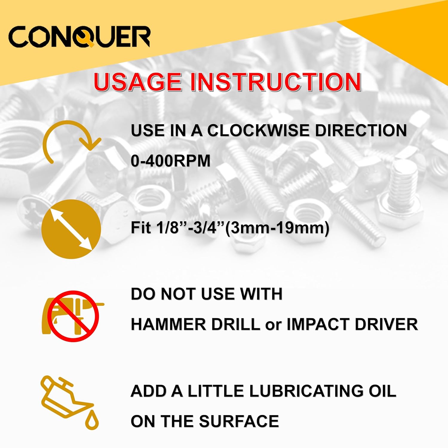 CONQUER Tools Deburring External Chamfer Tool, Premium Tungsten Blade, Deburring Drill Bit, Remove Burr Tools Quick Release Shank Fits for 1/8"-3/4"(3mm-19mm) Stainless Steel Burr Removal, Countersink